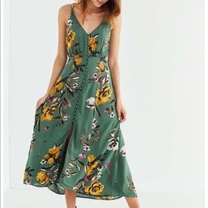 Urban Outfitters Green Floral Midi Dress